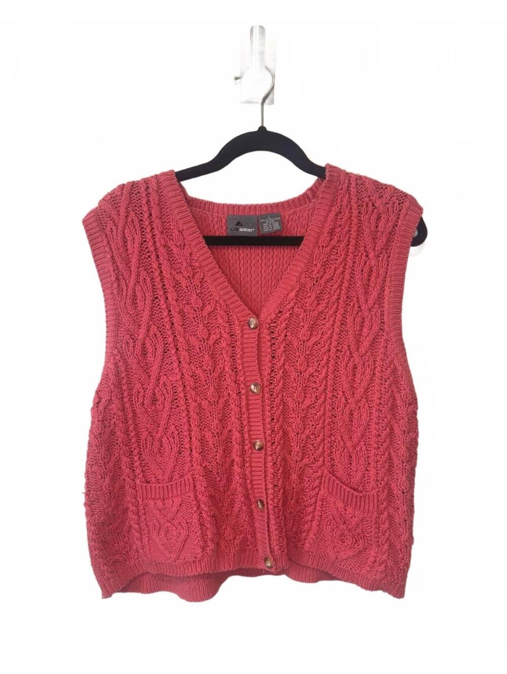 LIZWEAR | Vintage Knit Vest Pink Cableknit Cable Knit Preppy Prep